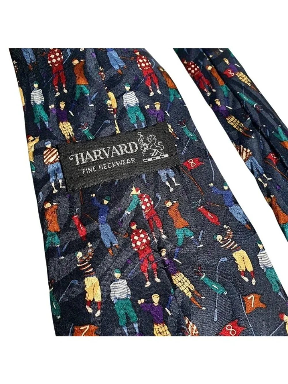 Harvard Fine Neckwear Golf Pattern Silk Necktie Handcrafted Men Tie Classic Gift